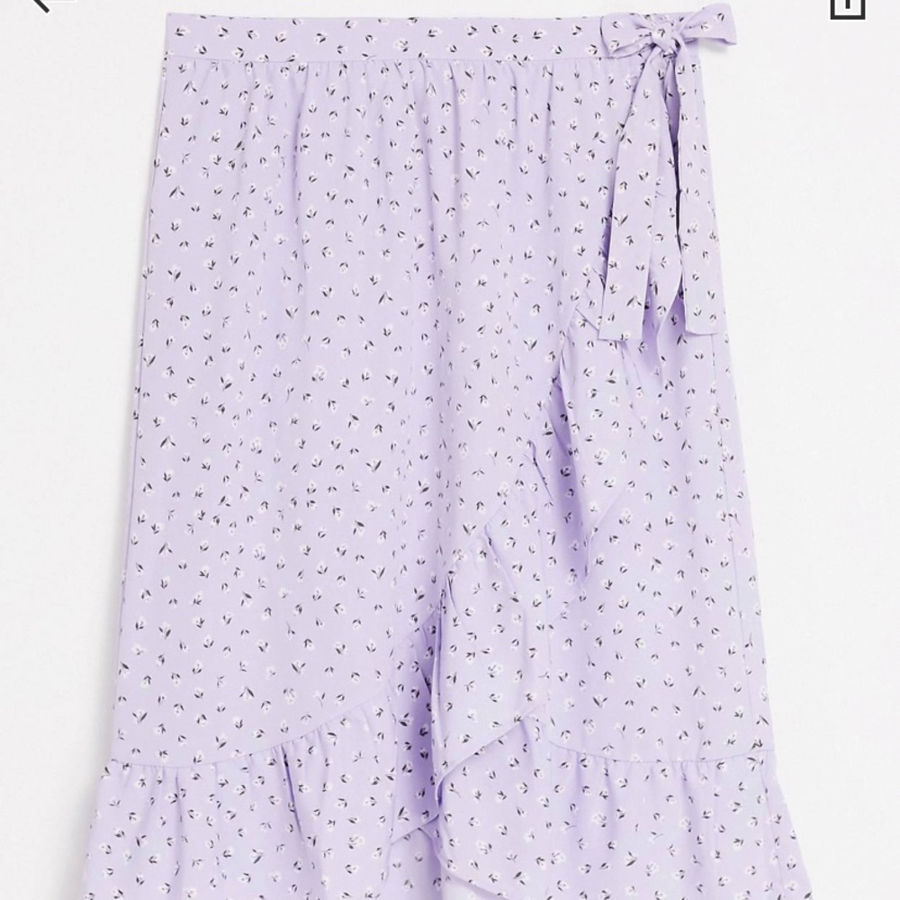 NWT Monki Mary Lou wrap midi skirt Liliac UK 8